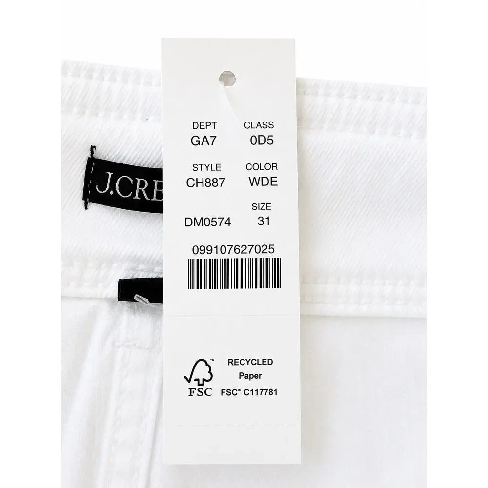 J.Crew Slim-Wide Leg High Rise White Denim Jeans Coastal Minimalist NWT  31 - Picture 7 of 13
